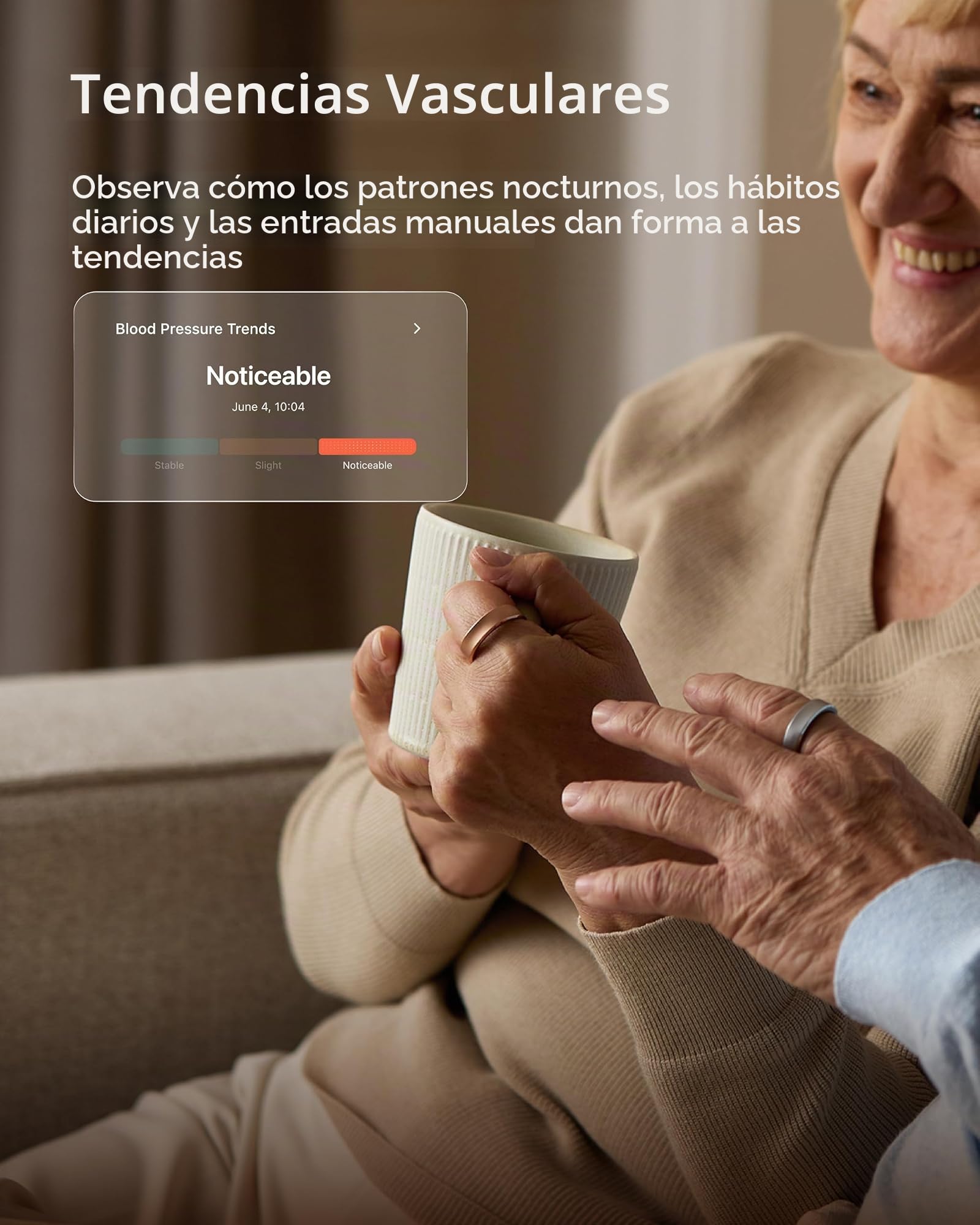RingConn Gen 3, Primer Anillo Inteligente del Mundo con Tendencias Vasculares, Sin Suscripción, Alertas por Vibración, Sueño, Fitness, Frecuencia Cardíaca, 14 Días de Batería(10, Negro Mate)