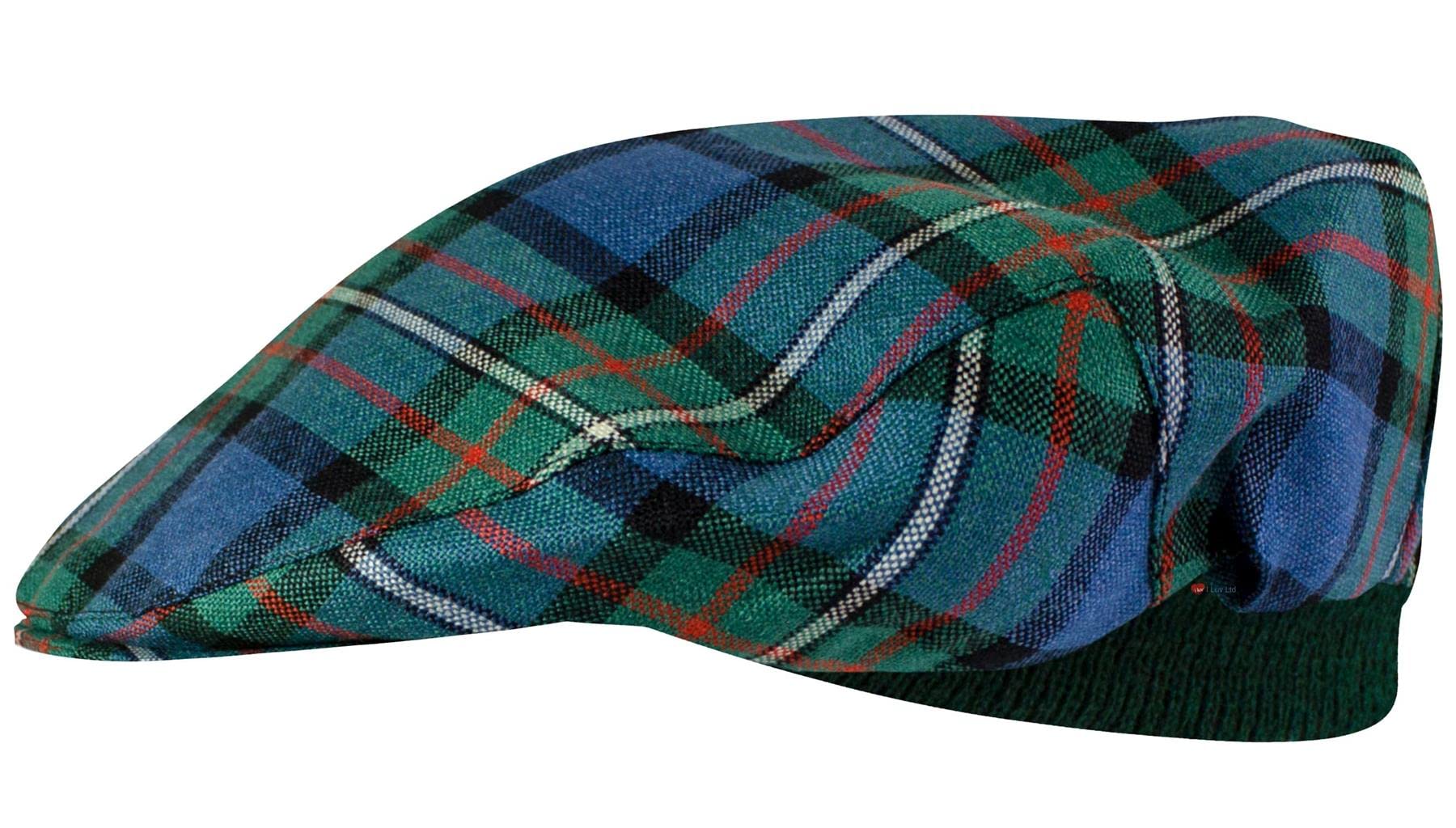 I LUV LTD Diseño de Tartán Gorras Planas Ferguson Ancient Tartan Hombres y Mujeres Talla única Banda Elástica Ajuste Cómodo Hecho Escocés