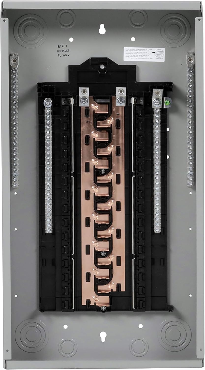 Siemens PN3048L1125C PN Series 125 Amp 30-Space 48-Circuit Main Lug Plug-On Neutral Load Center Indoor with Copper Bus, Grey & Q250 50-Amp Double Pole Type QP Circuit Breaker, Black