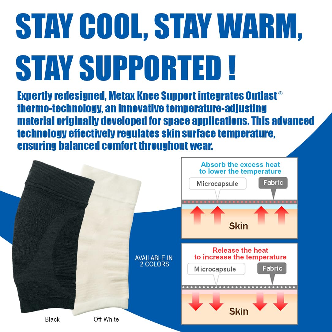 Phiten Metax Knee Support Sleeve Brace - Slip On, Temperature Control, Permeated with Premium Aqua-Metals for Relief, Mild Compression for Exercise, Workouts, Daily Wear (Large/X-Large, Black)