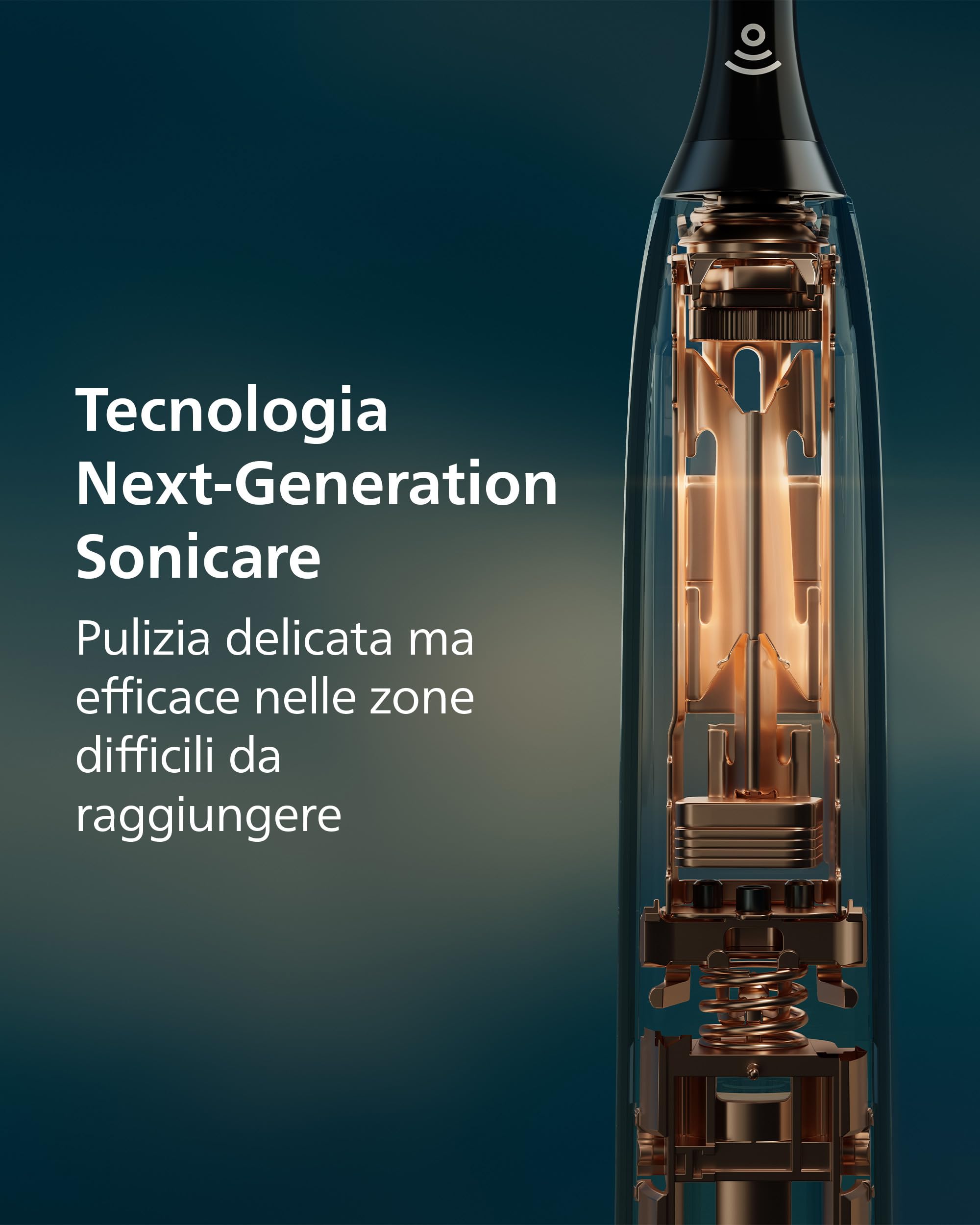 Philips Sonicare Next-Generation DiamondClean 9900 Prestige Spazzolino elettrico - con SenseIQ, Feedback di copertura totale, Feedback di pressione, 24 impostazioni, nero quarzo, HX9813/92