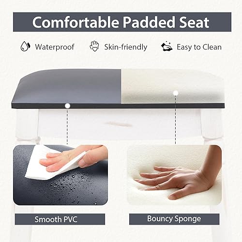 Miniatura 4 de Giantex Juego de 2 taburetes de bar de 24 pulgadas de altura de mostrador con asiento acolchado, patas de madera de goma, reposapiés y superficie