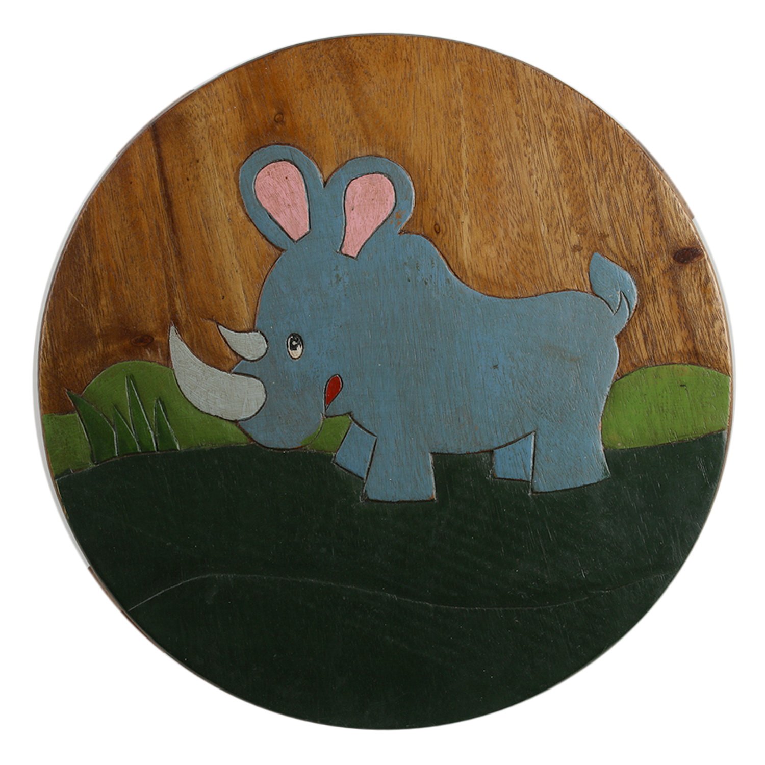 ART-CRAFTKH069 Kinderhocker Holz Schemel mit Motiv Nashorn b
