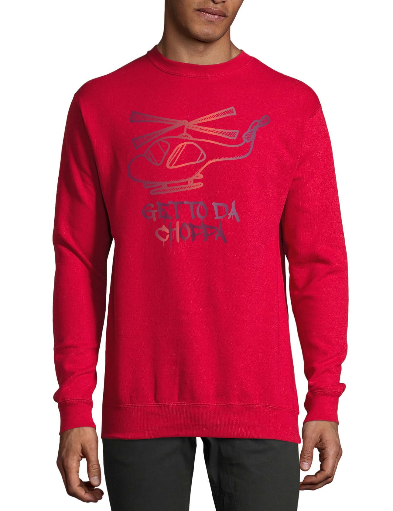 Pull Get to Da Choppa en coton rouge à slogan unique ultra doux - 3