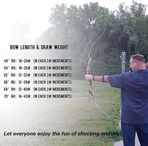 Miniatura 5 de Sanlida Noble Standard - Kit de arco recurvo y flechas para principiantes e intermedios para adultos y jóvenes, 485462666870 pulgadas, paquete de