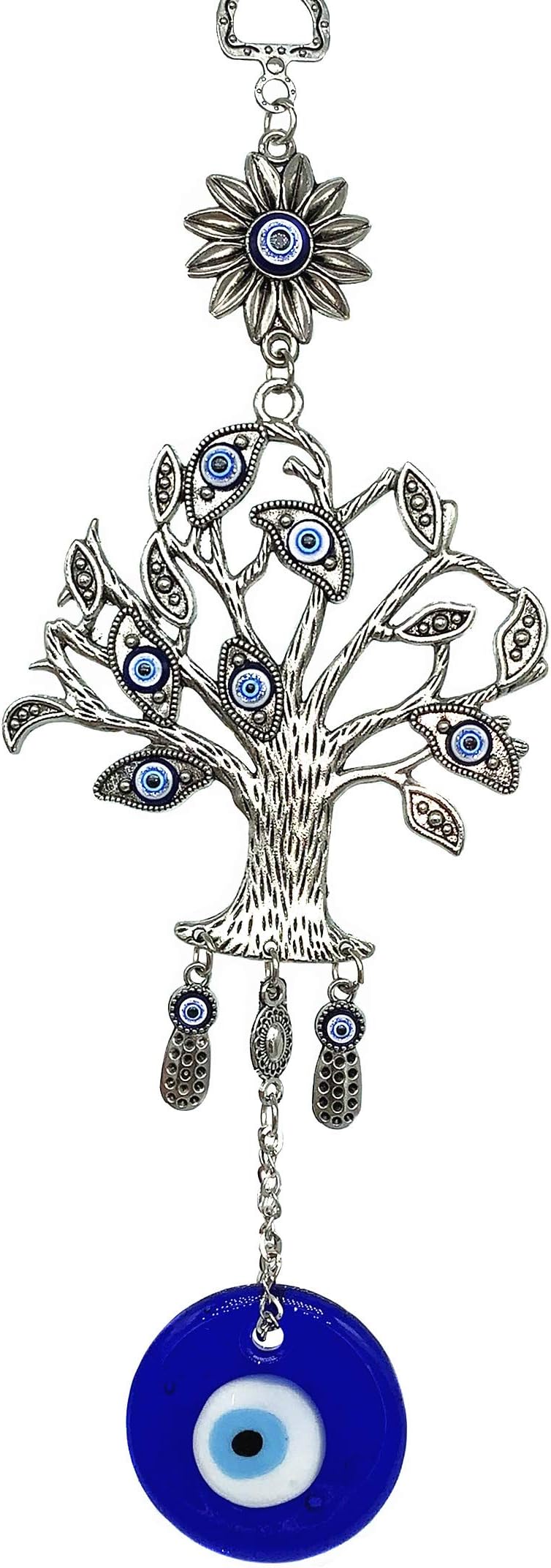 Retro Design Turkish Blue Evil Eye on Wish Tree Amulet Home Office Hanging Ornament -CL09