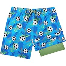 Century Star Boys Swim Trunks with Compression Liner Shorts Zipper Pockets Anti-Chafe Quick Dry Bathing Suit for 8-16 Years