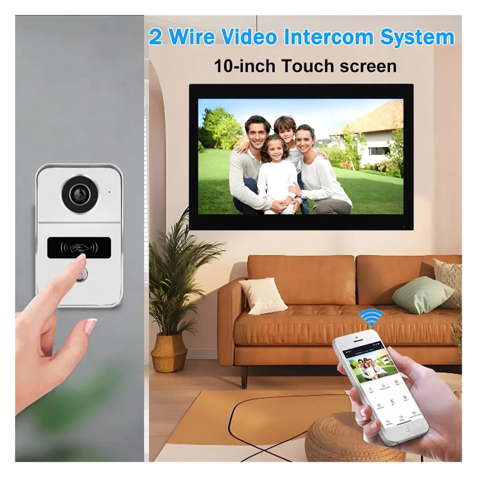 Home Smart - Timbre inalámbrico con intercomunicador de video WiFi de 2 10 pulgadas (1V2 10 pulgadas, blanco)
