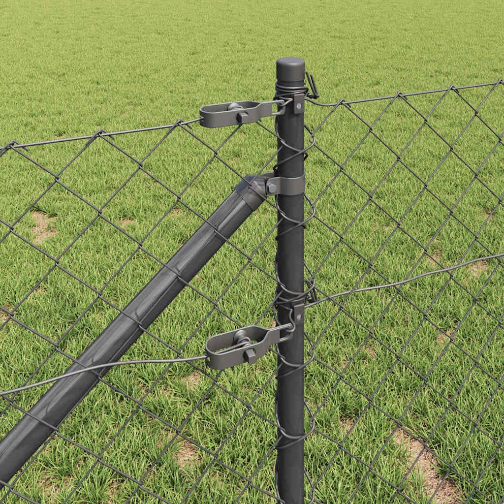 Recinzione a maglie con punte in acciaio zincato da 25 metri, rete rigida grigia per giardini esterni, divisorio resistente, pannello recinzione in metallo e PVC per cortile e terrazzo