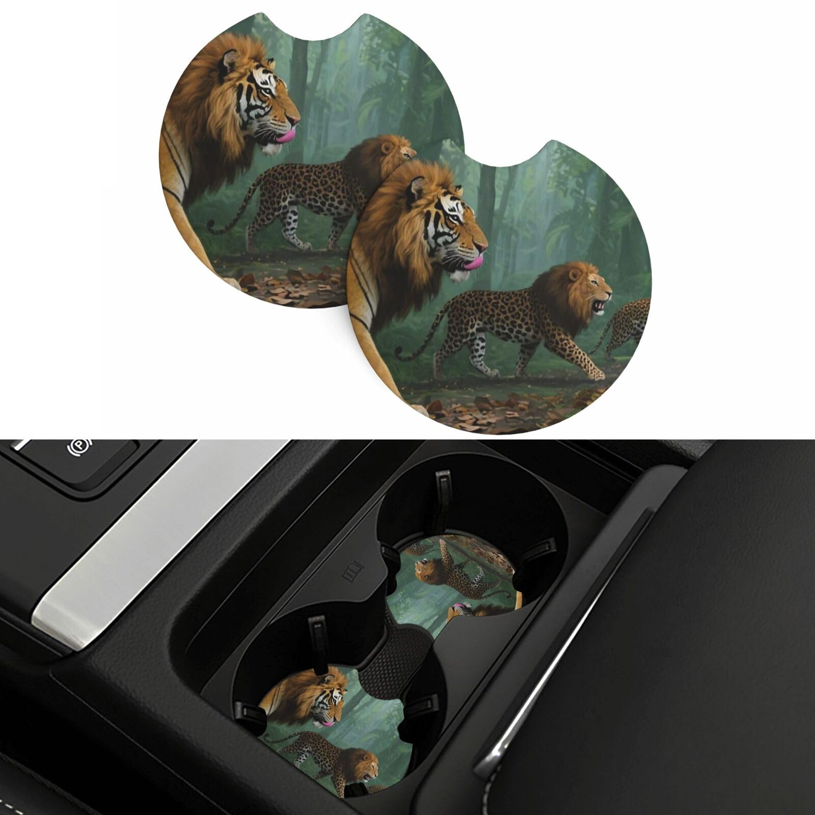 2 Pack Car Coasters,2.7" Universal Car Cup Holder Coasters Non-Slip Neoprene Cup Pad Mat Coaster Car Interior Accessories for Women Men Big Cats