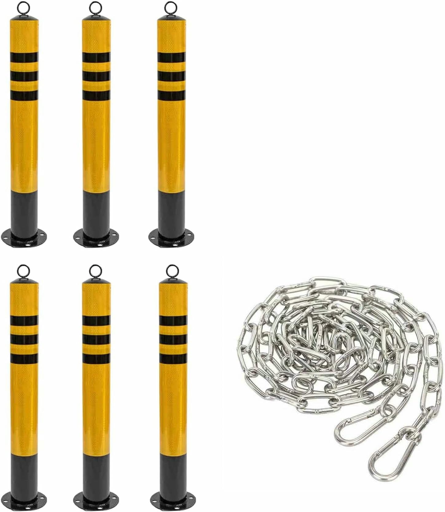 LWJSOCP Portable Traffic Bollards with Chain, Metal Traffic Control Posts for Driveway Access, Durable Safety Posts for Parking Management, Ground Mounted Traffic Barriers