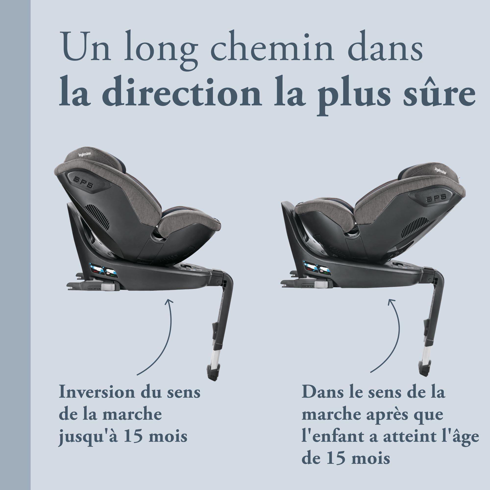 Inglesina Halley, Siège Auto Rotatif 360°, De 0 à 7 Ans Environ, de 40cm à 125 cm, Gris