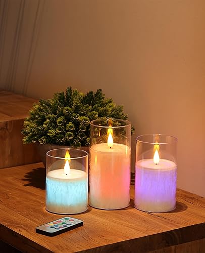 Miniatura 6 de ACROSS Velas sin llama que cambian de color con control remoto, velas LED con temporizador, velas LED de 4, 5, 6 pulgadas, juego de 3 velas para