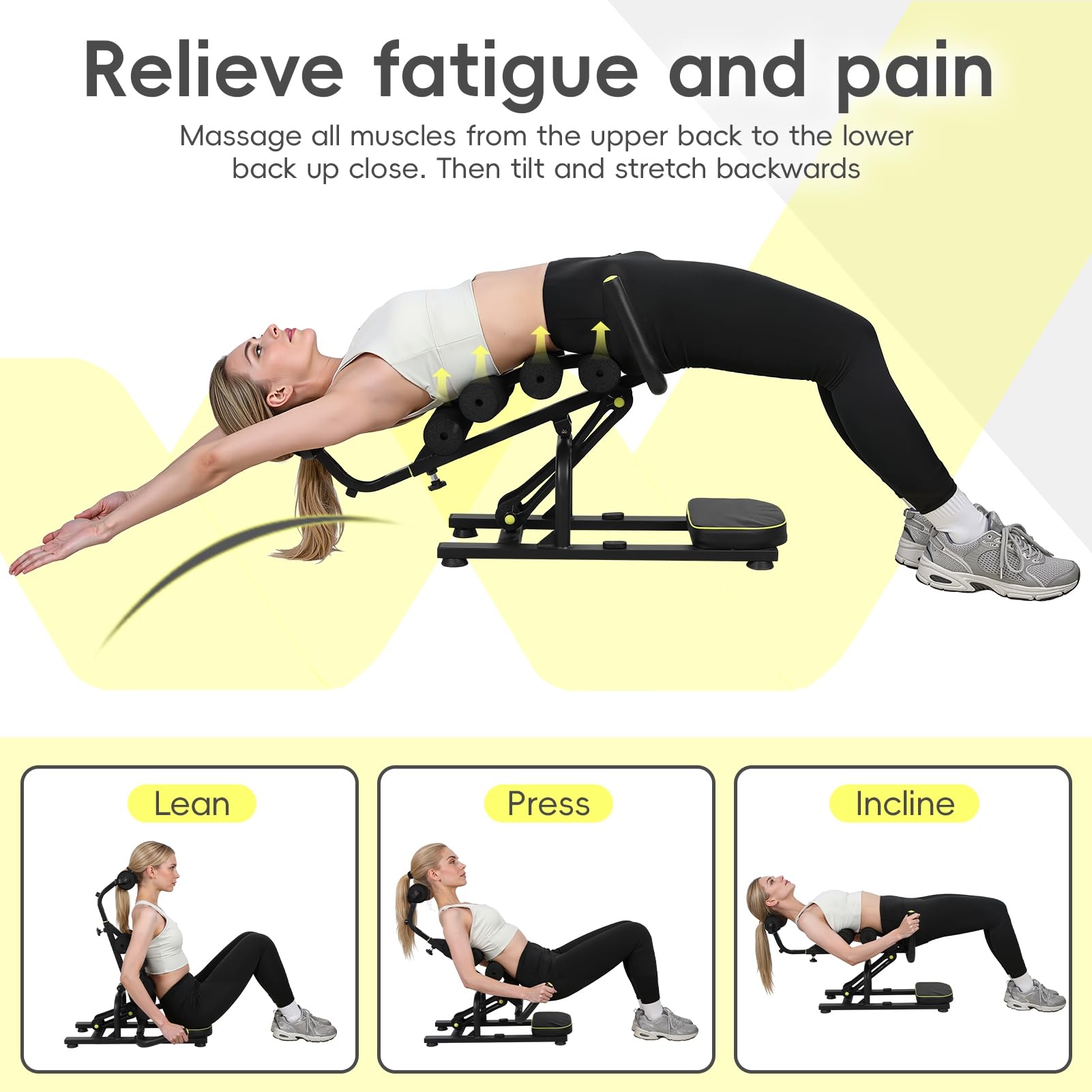 Mini tavolo a inversione per schiena, panca elasticizzata con supporto curvo, attrezzatura di inversione compatta per parte superiore della schiena, parte bassa della schiena, stretching del