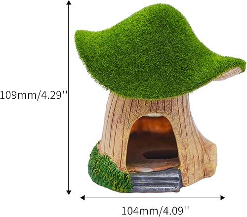 AnRui Green Moss Mushroom Aquarium Decor Cute Fish Tank Decorationss Resin Aquarium Decor Hideout Cave Ornament for Small Fish, Shrimp, Hermit Crab, Goldfish and Reptiles(Small)