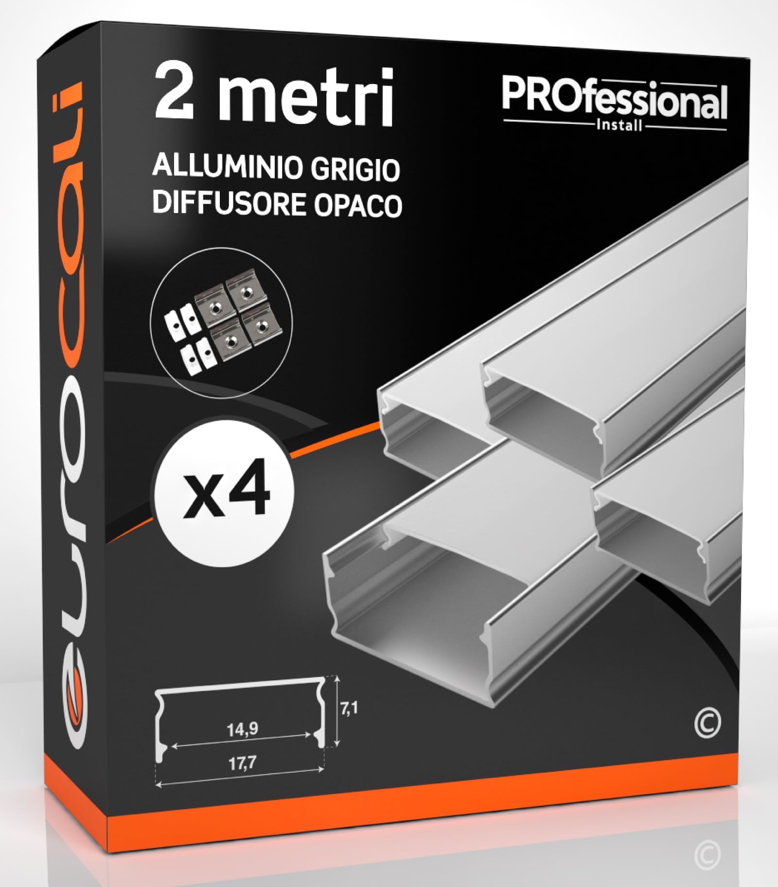 5x Profili Angolari da 2 metri (10mt) in Alluminio per Strisce LED