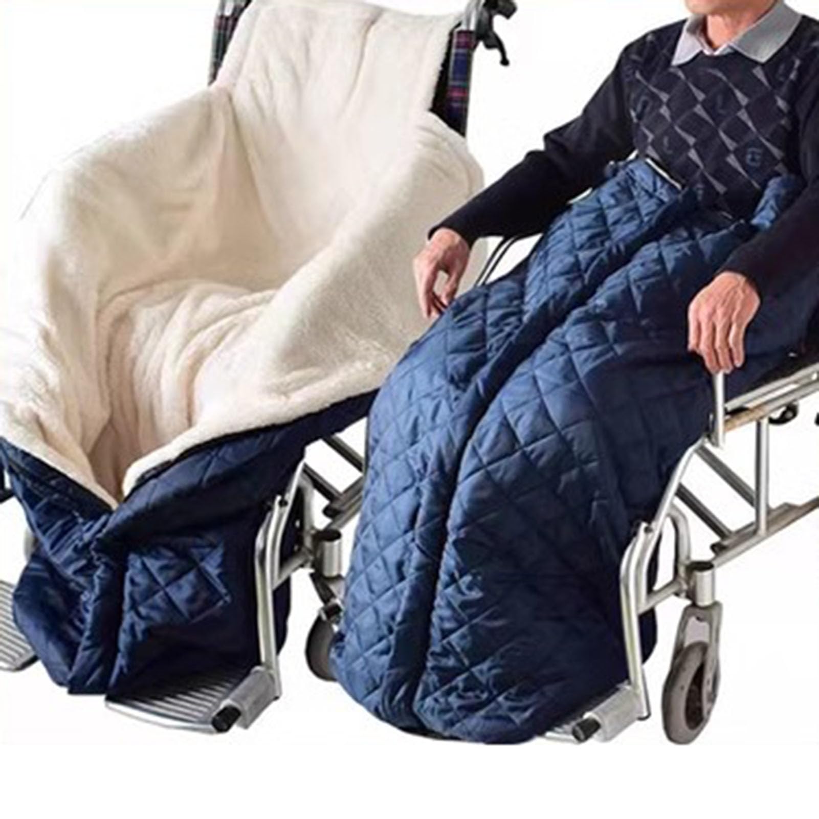 Manta para silla de ruedas para ancianos, funda cálida con forro polar para silla de ruedas, mantiene el calor para piernas y pies, funda para silla de ruedas para adultos