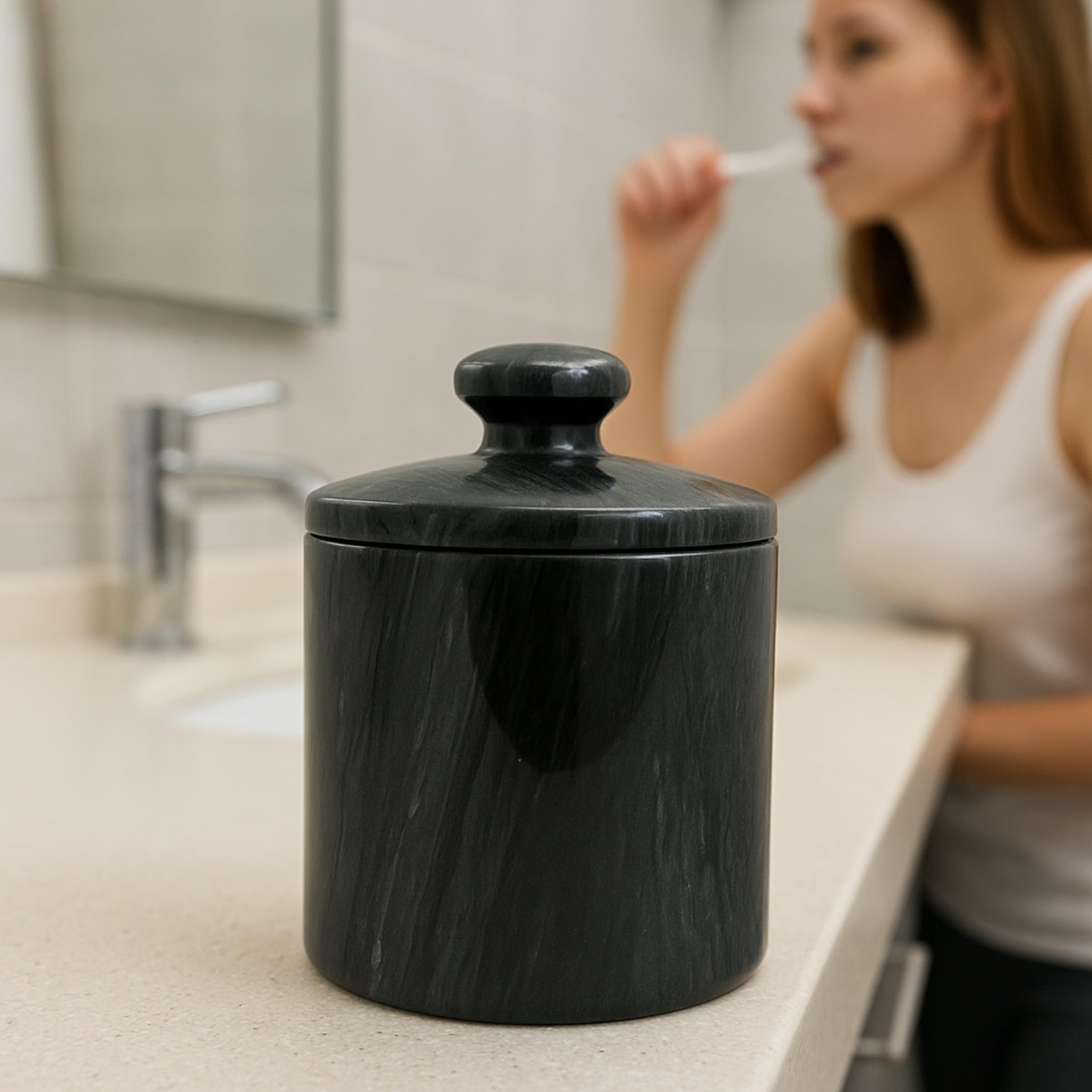 ブラックマーブル スパコレクション コットンボールホルダー Amazon.co.jp: Creative Home ブラックマーブル スパ
