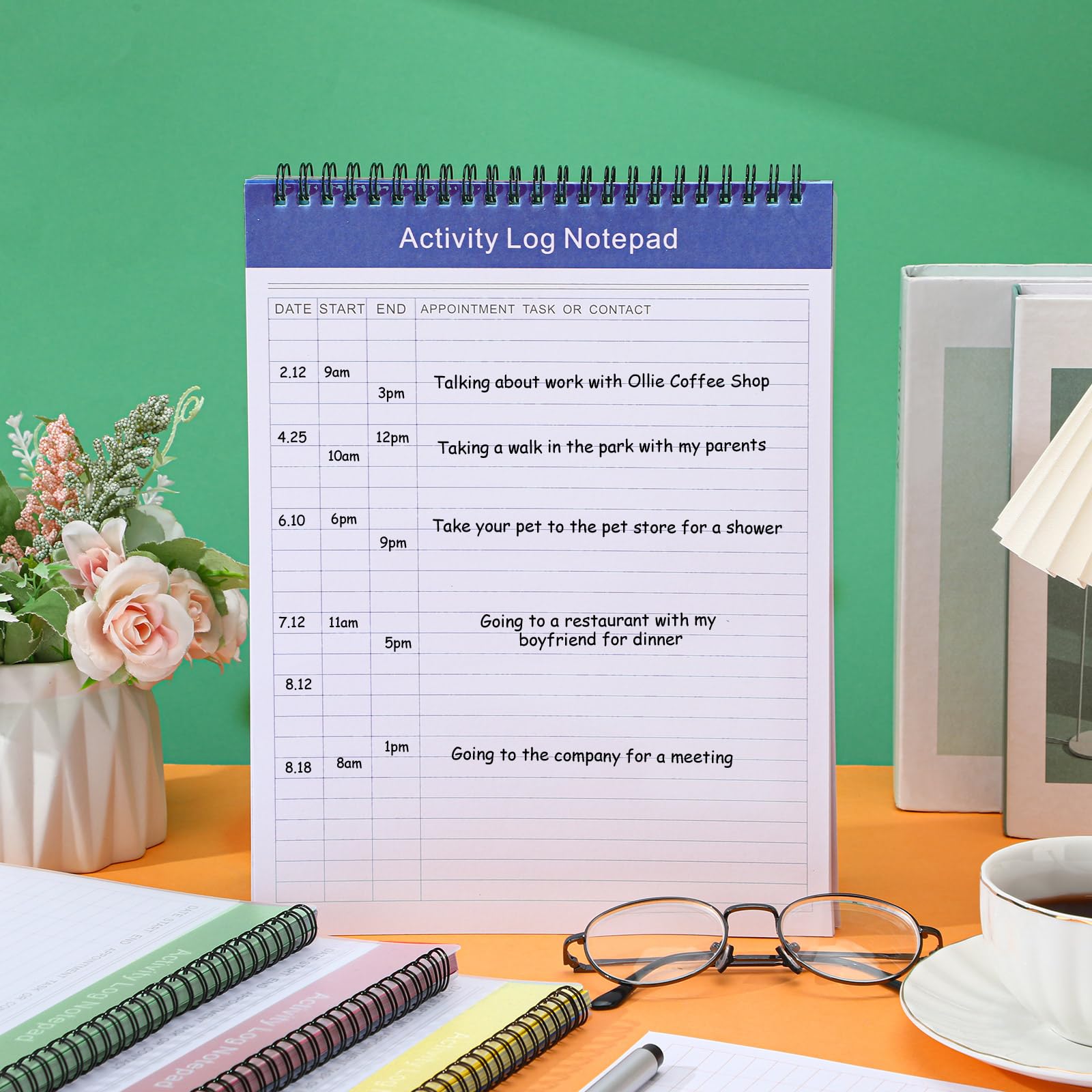 Kisston 4 bloc de notas de actividad diaria de 8.5 x 11 pulgadas, cuaderno de planificación de tareas diarias, cuaderno de planificación, cuaderno de registro encuadernado en espiral para el trabajo,
