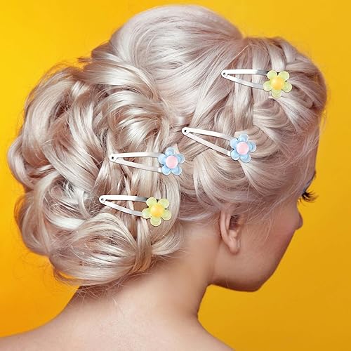 Miniatura 5 de PAGOW 80 cuentas de resina de 5 pétalos, flores de 0.78 pulgadas, cuentas de plástico con parte trasera plana para hacer joyas, adornos de tarjetas,