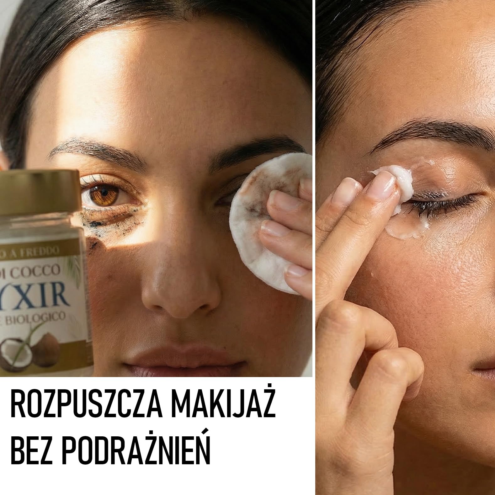 OLYXIR - Ekologiczny olej kokosowy do kosmetyków, tłoczony na zimno, 200 ml, naturalny środek do usuwania makijażu, nawilżający naturalny kosmetyk, olej kokosowy, do skóry, ciała i włosów, organiczny