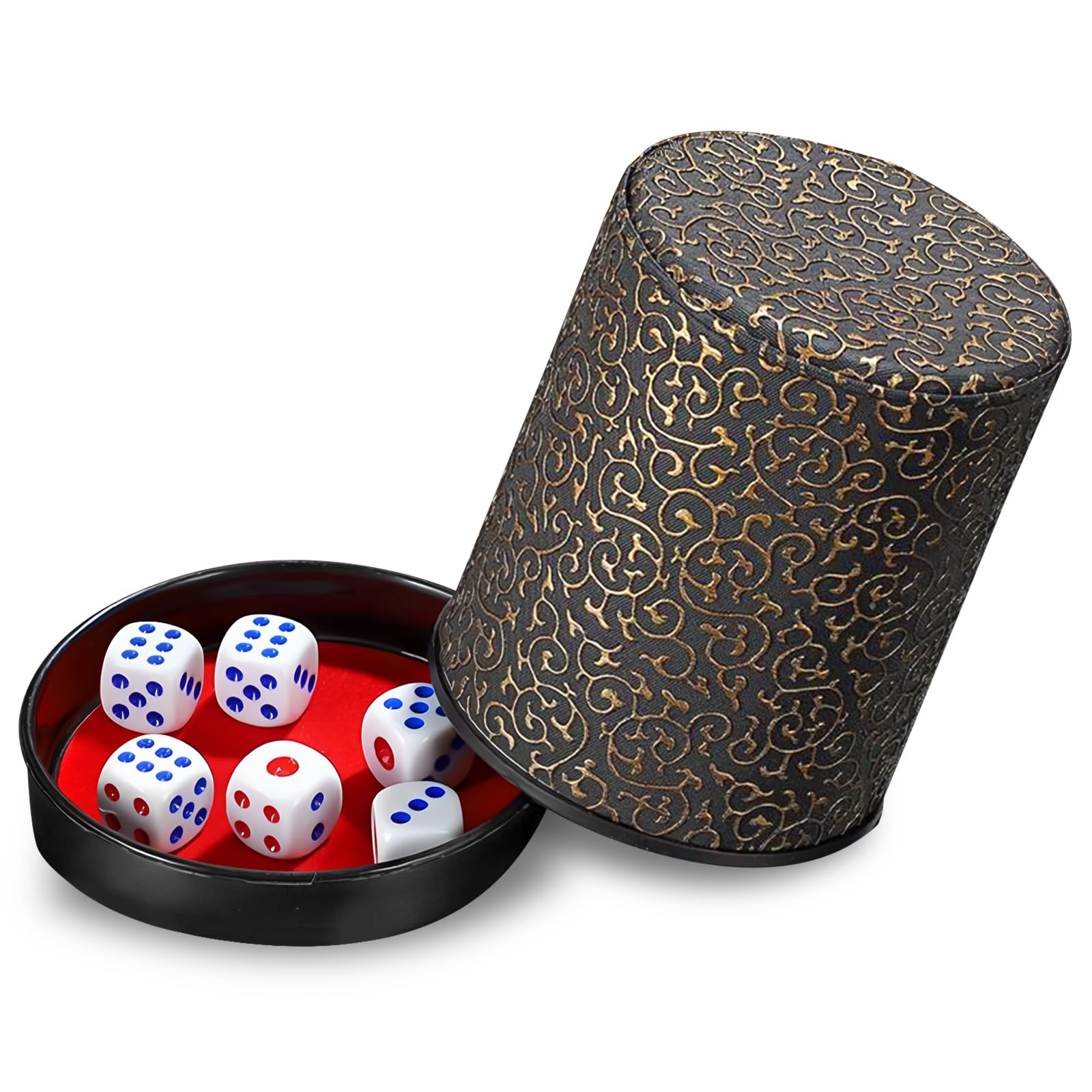 gobelets à dés cuir pu 6 pièces