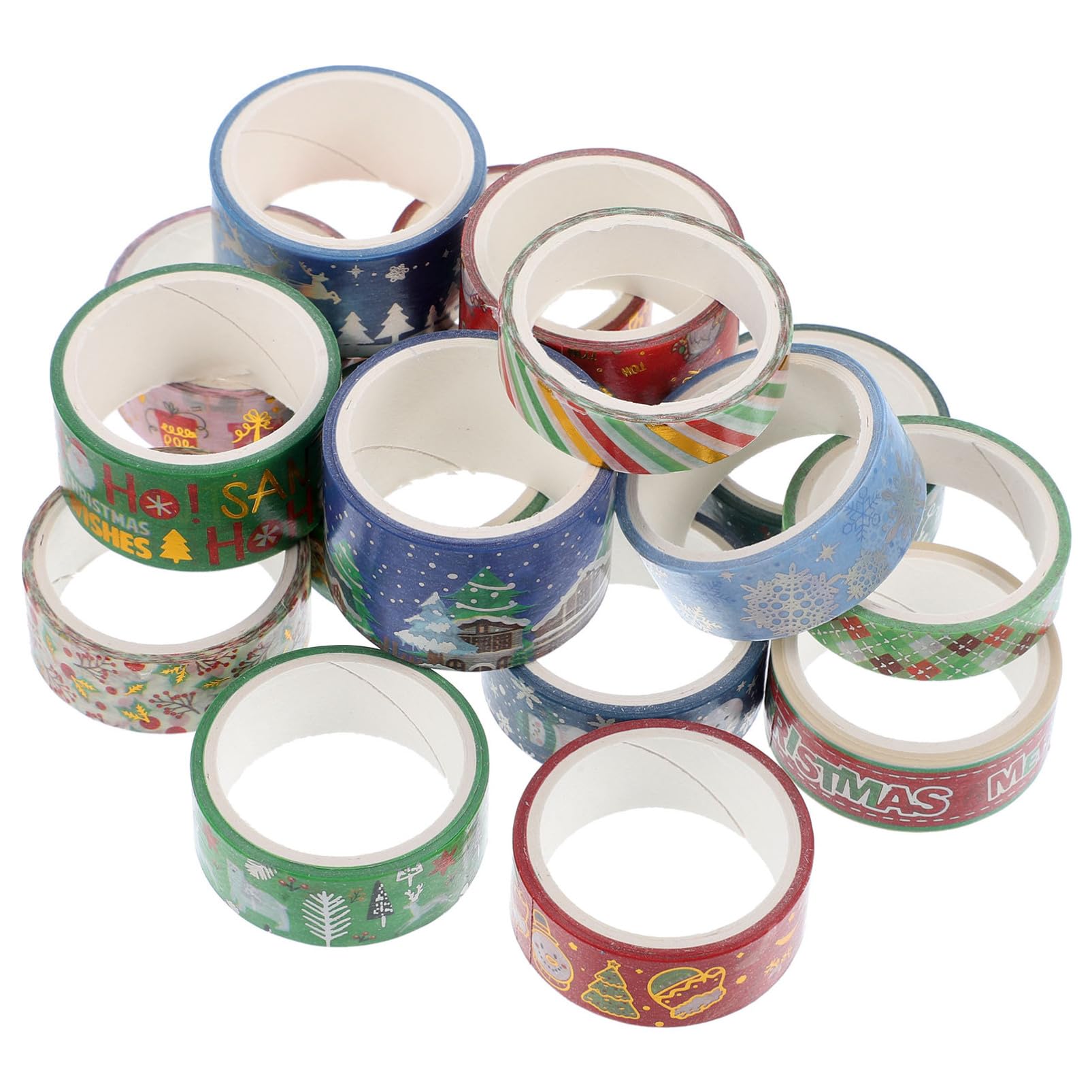 Lurrose 4 Juegos Pegatinas Decorativas Diy De Cinta Washi Navideña Con Estampado En Caliente (16 Uds) /rollo Sticker Paper Washi Tapes Reciclable Embalaje Álbum De Recortes 16 Rollos * 4