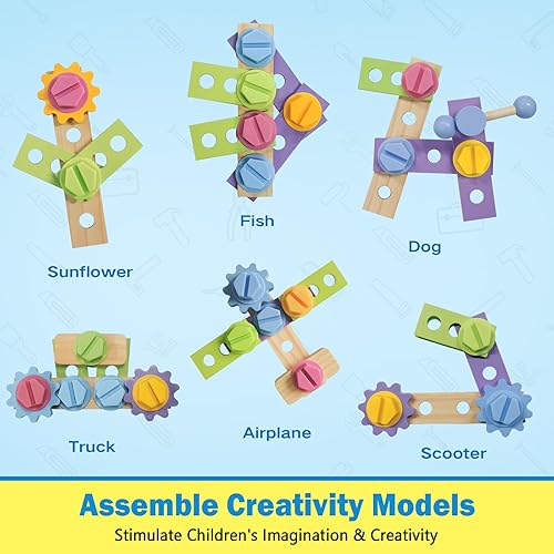 Miniatura 7 de Juego de 40 herramientas para niños con taladro, banco de herramientas de madera para niños de 2 a 4 años, Montessori de 2 años, regalo para Pascua