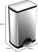 Vista 8 de Simplehuman - Cubo de basura rectangular para cocina de 38 litros / 10 galones, con pedal, de acero inoxidable cepillado