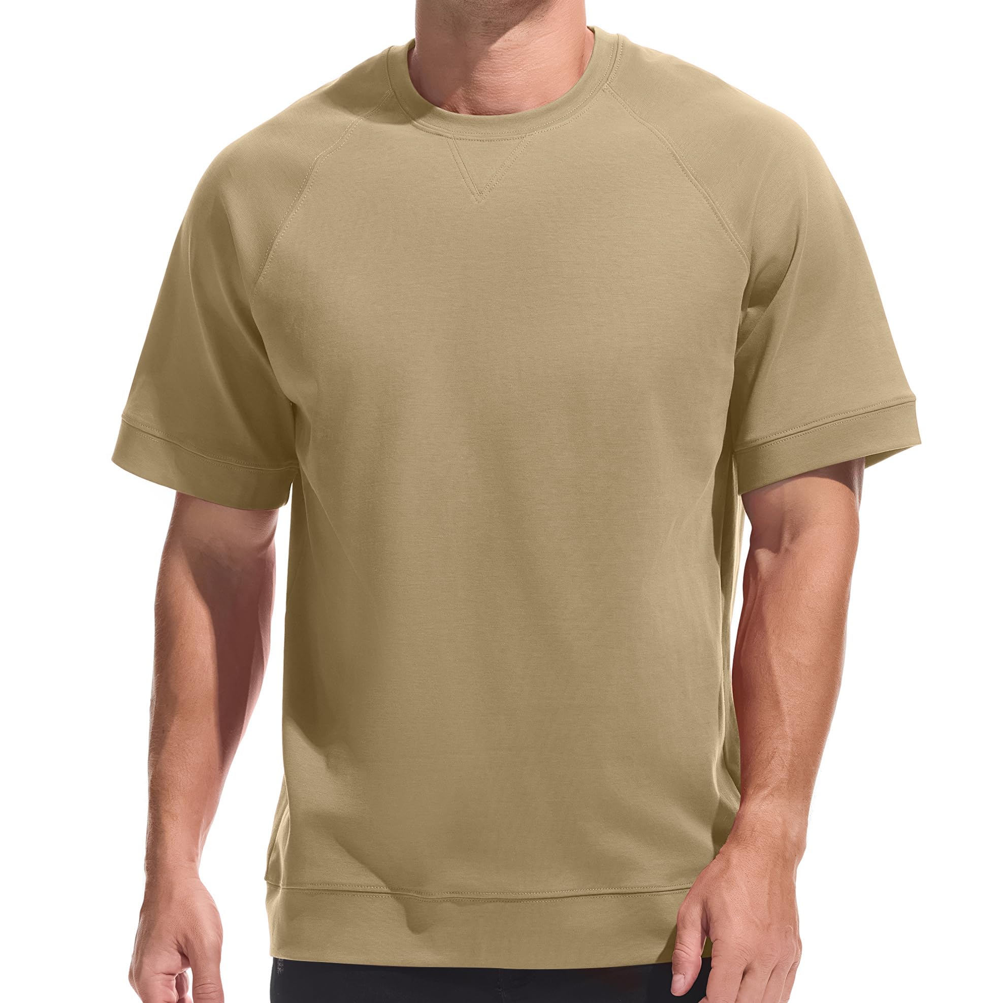 VEIISAR Premium Herren T-Shirt mit Raglan-Schnitt - Vorgewaschener 220g Mikro-Piqué Baumwollmix (83% Baumwolle) - Formbeständig mit Stretch - Verstärkter Rundum-Saum & Ärmelbund für Sport & Casual