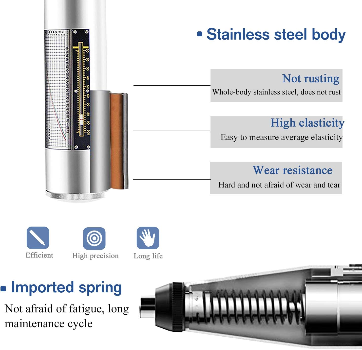 Black Friday - 50% OFF NEWTRY Concrete Rebound Hammer Tester Portable Resiliometer Test Meter Tool 10-60Mpa 1450-8702psi with User’s Guide in English Text & Video and Grindstone