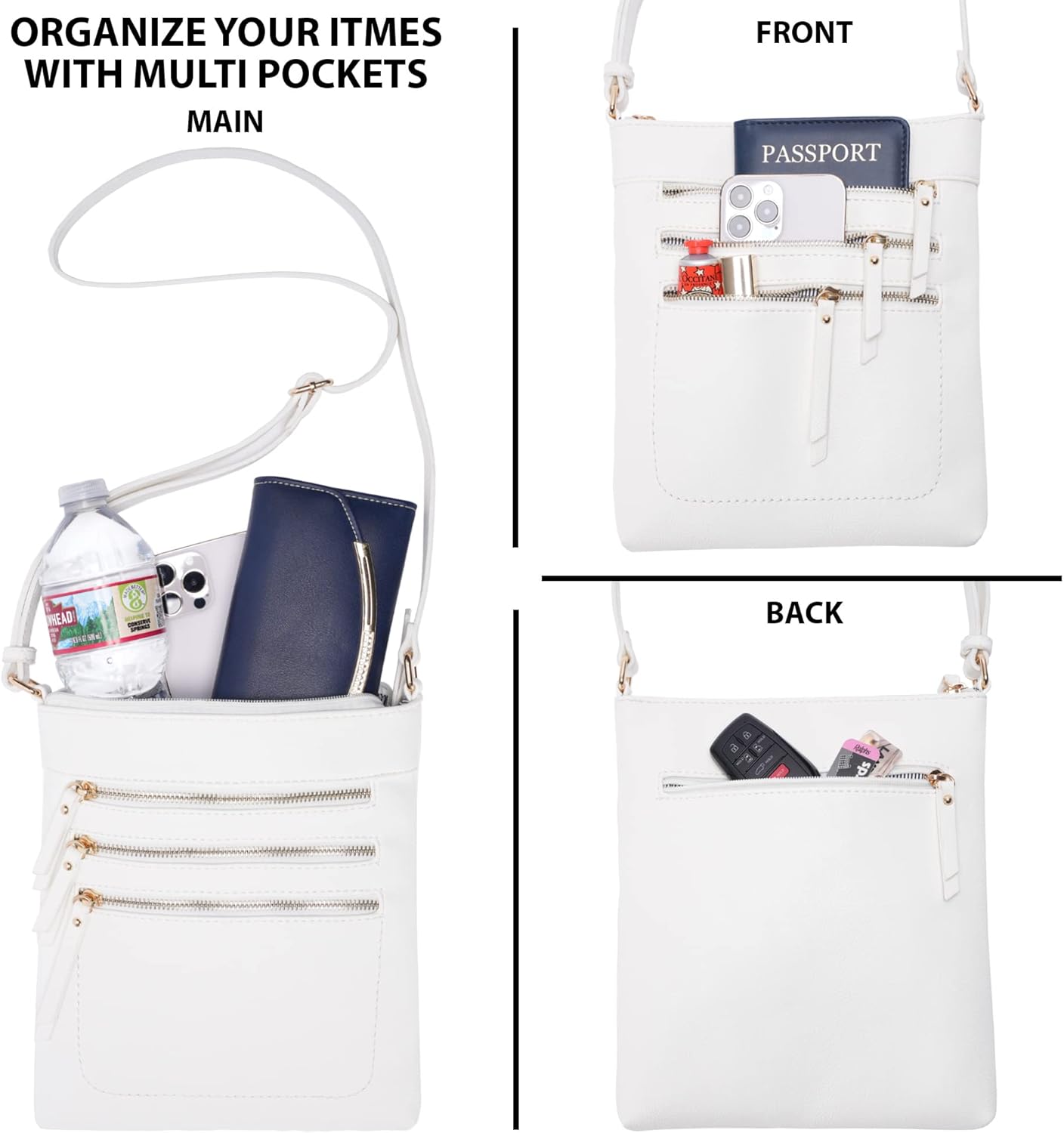 Solene Crossbody Bag Functional Multi Pocket Messenger Purse Top Zip Closure Shoulder Handbag With Adjustable Strap - Image 5