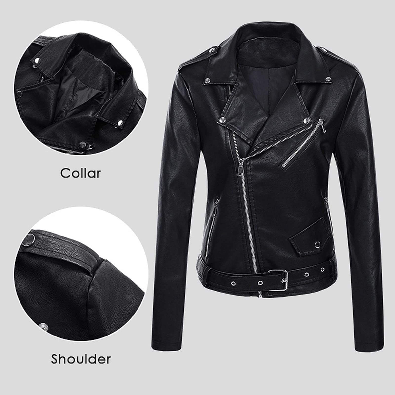 Giacca in Pelle a Maniche Lunghe da Donna Giacca in Pelle da Moto Giacca in Pelle PU Giacca da Donna alla Giubbotto Sportivo Donna Invernale Donna Giubotto