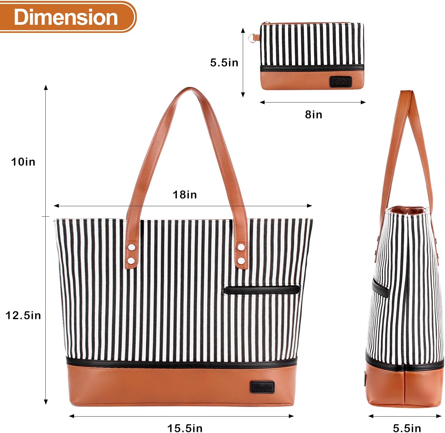 Laptop Tote Bag for Women Large Canvas Womens Briefcase Waterproof Computer Bag Work Bags for Women Fits 15.6 inch Laptop - Image 7