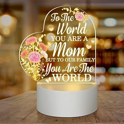 Jetec Regalos para mamá de hija luz nocturna acrílica grabada regalo de agradecimiento para mamá regalos del día de la madre regalo de Navidad para