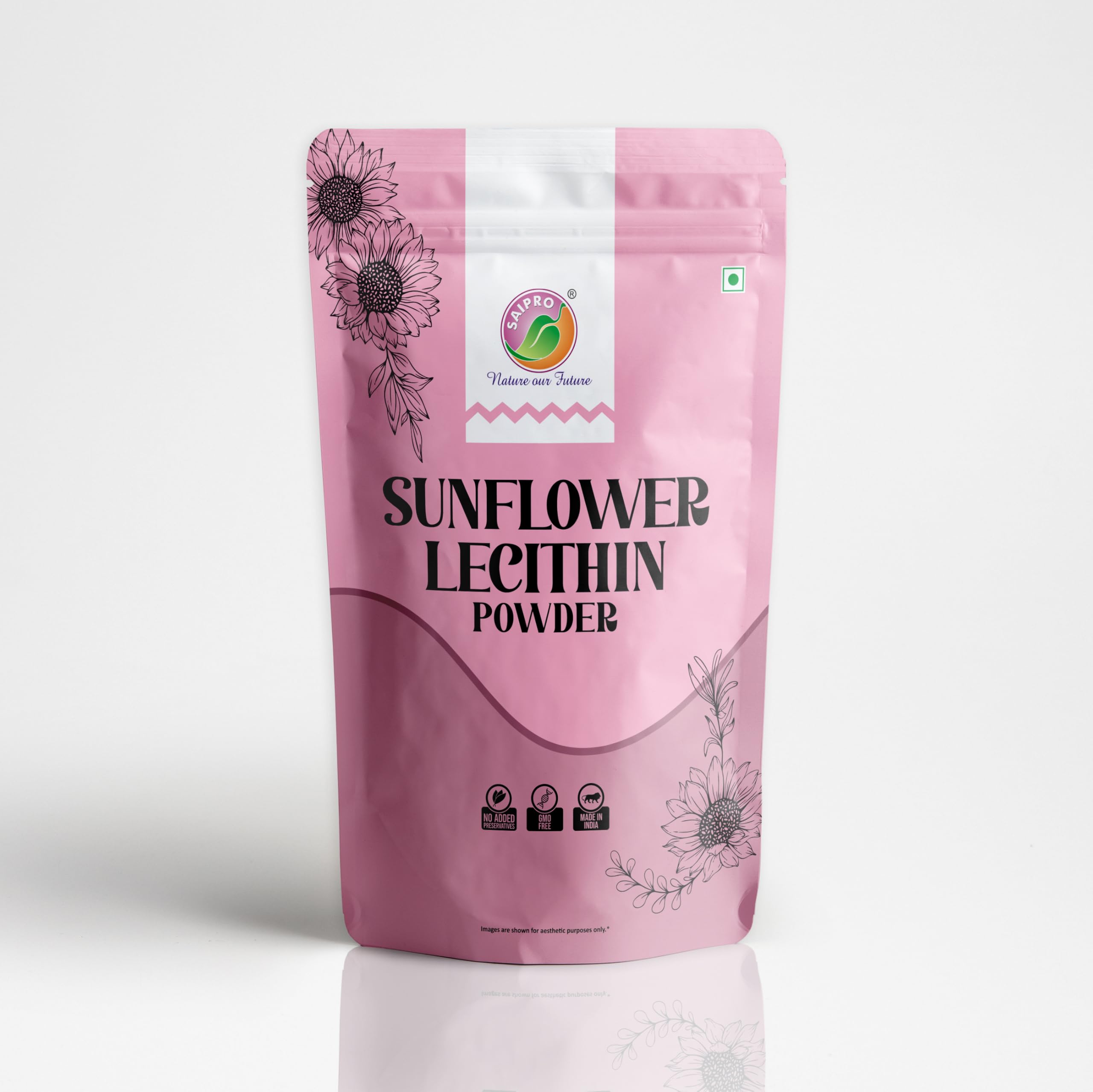 Saipro Sunflower Lecithin Powder, 200g, Non-GMO Natural Food Emulsifier & Stabiliser for Nutraceuticals, Beverages &Confectionery