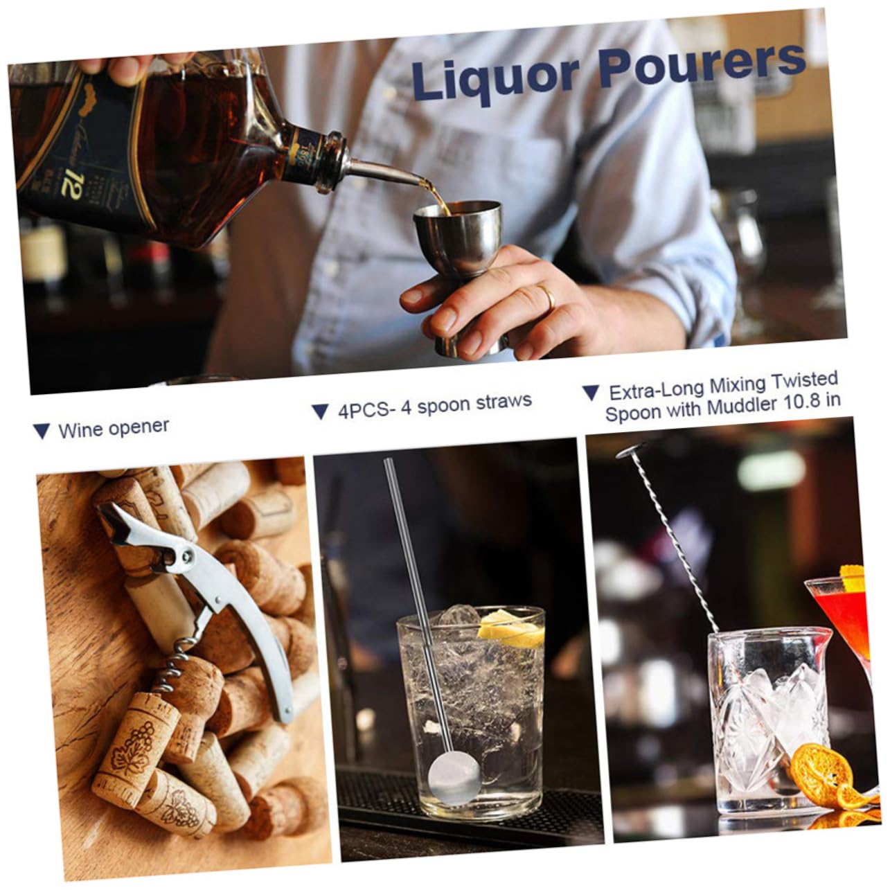 5piezas Coctelera De Acero Inoxidable Accesorios para Coctelería Medidor De Profesional Suministros para Bebidas para Barra para Bebidas