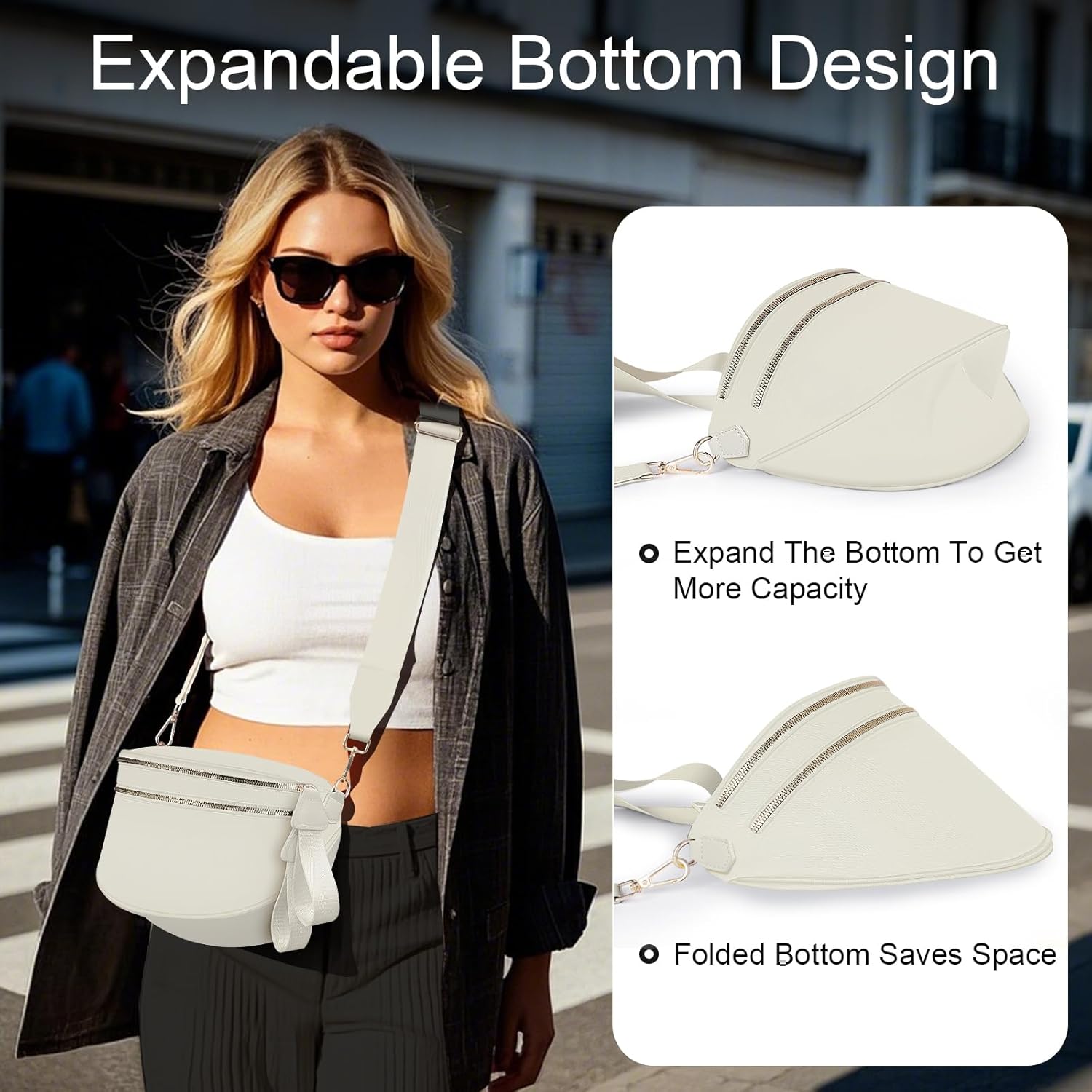 Bum Bags for Women Checkered Crossbody Bag Large Nylon Belt Purse Fanny Packs, Bonus with a Extra Strap - Image 3