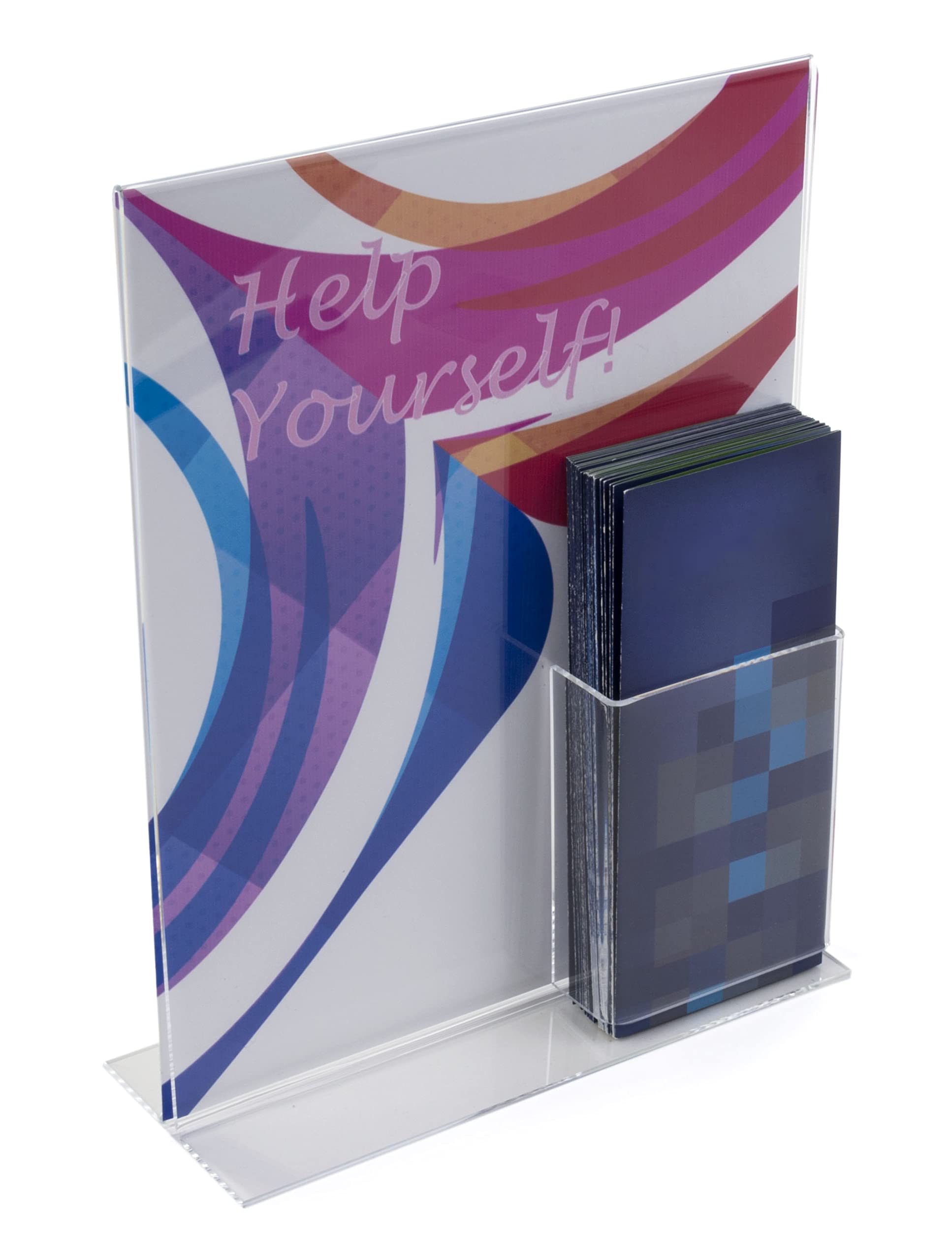 Set of 10, 11x14 Sign Frames with Brochure Pocket, Countertop Advertising Display with Bottom-Loading Design, Clear Acrylic