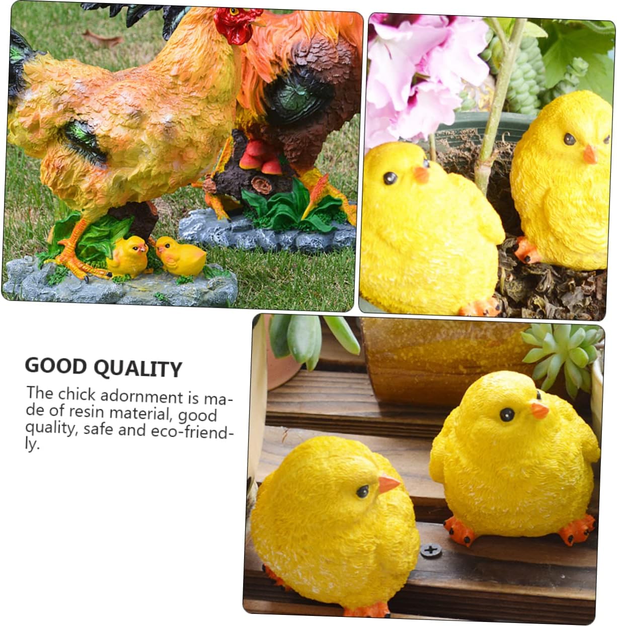GALPADA 6pcs Realistic Animal Chick Model Resin Chick Ornaments Decorative for Courtyard Garden