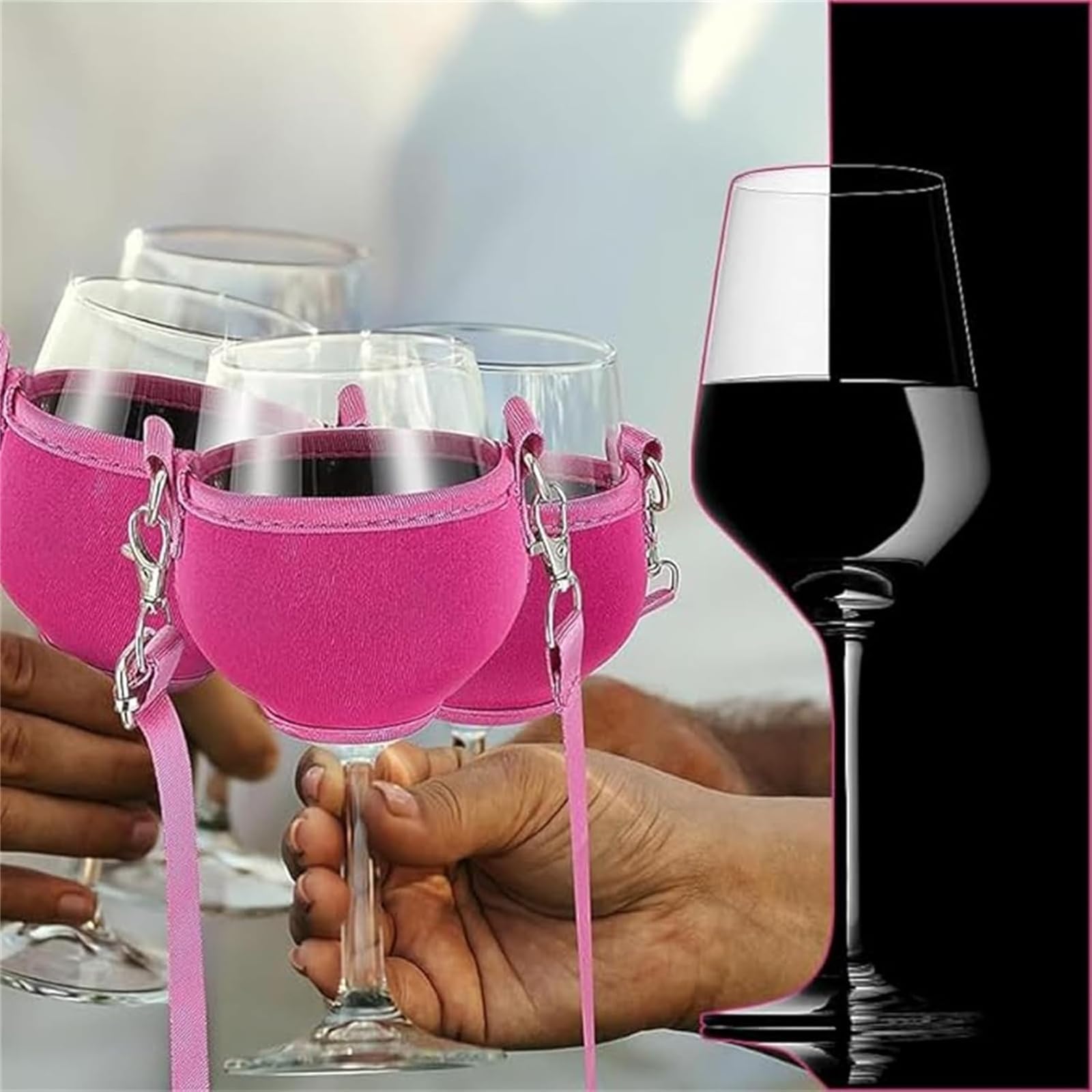 4 Stück Weinglashalter Zum Umhängen - Tragbare Glas Halterung Für Partys & Festivals