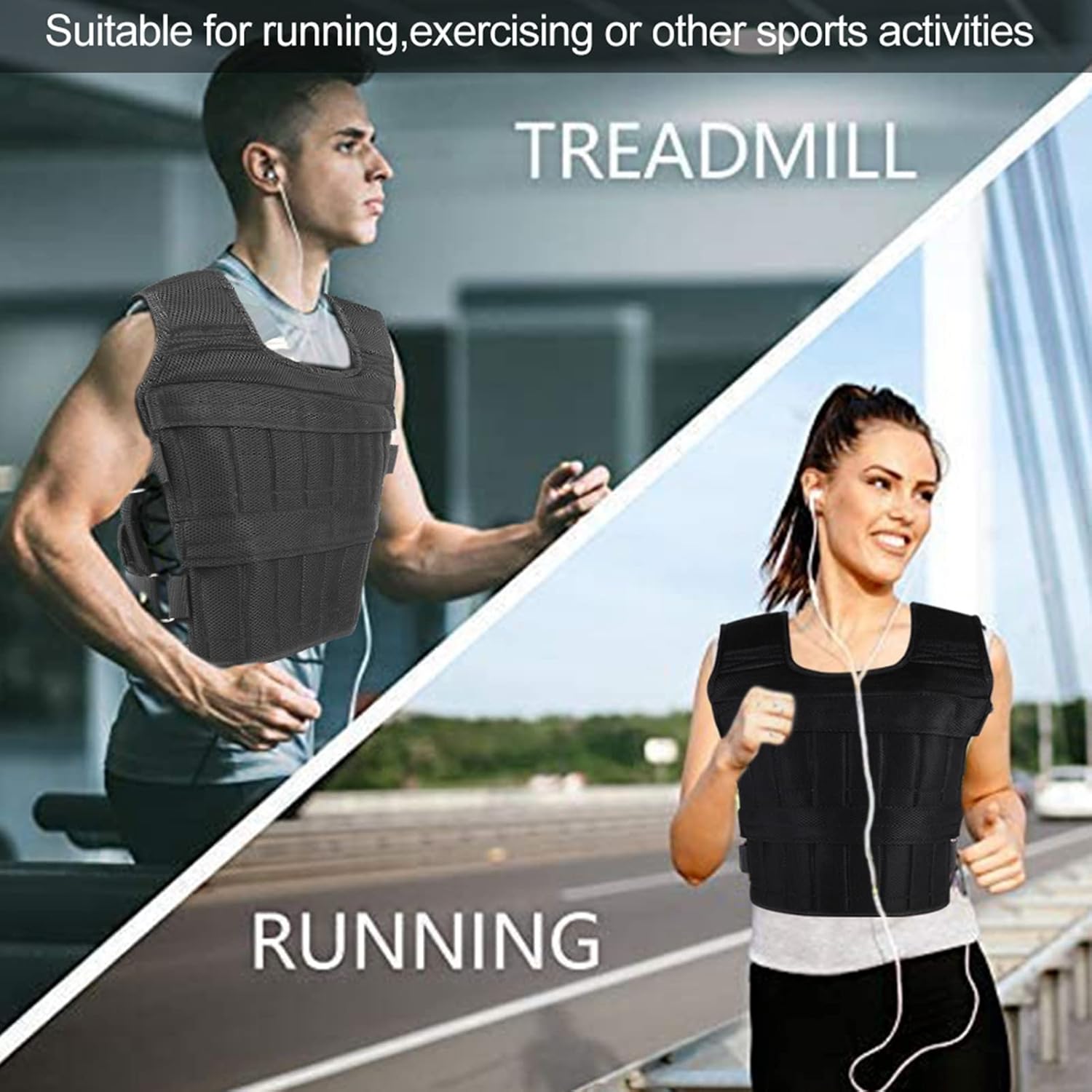 Adjustable Weighted Vest, 33lbs Weighted Workout Vest for Men and Women Adjustable Body Weight Vest with Shoulder Pad Strength Training Workout Vest for Running Pushups Squats