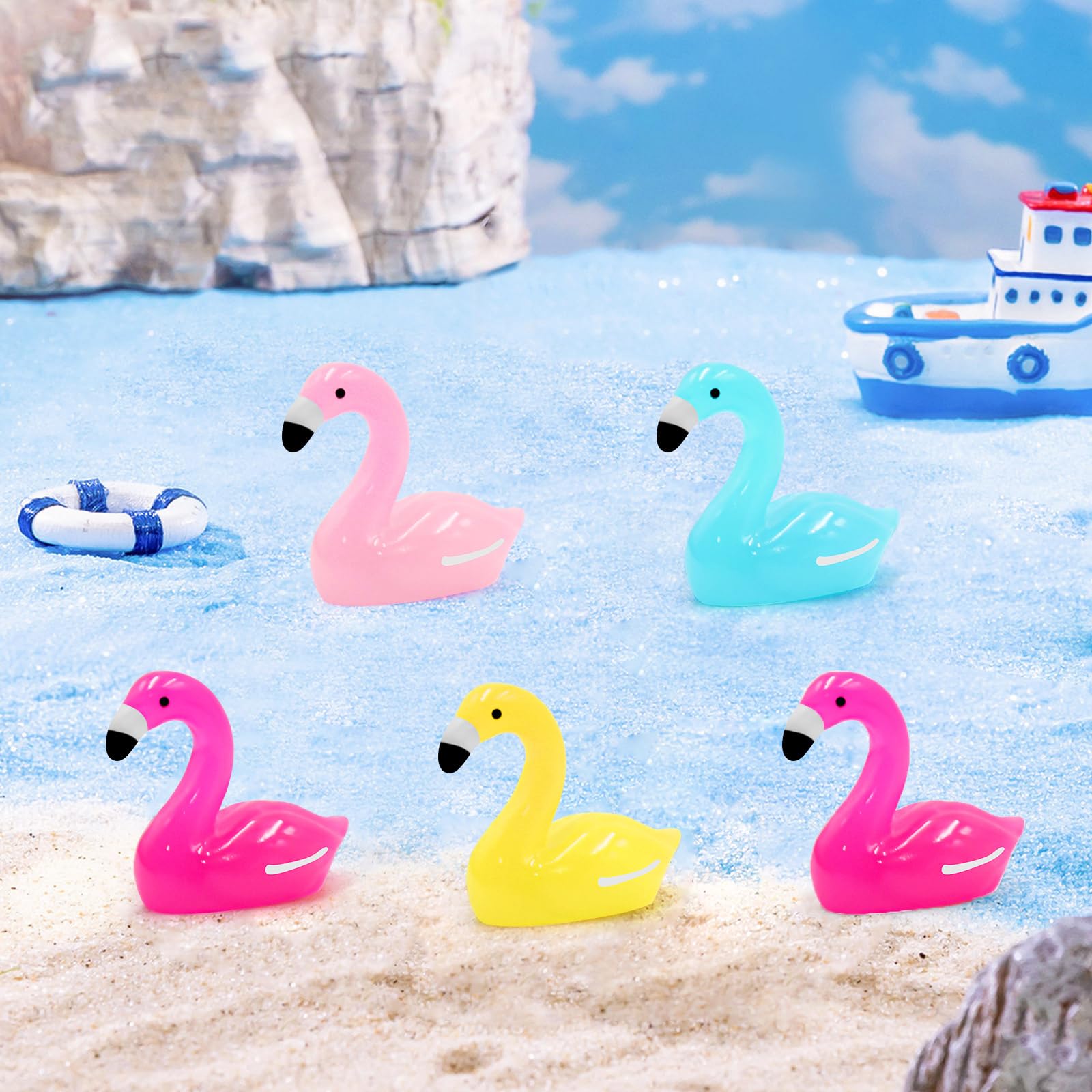 HOMICO 30PCS Mini Flamingo Ducks Tiny Resin Animals Flamingo Decor Colorful Miniature Flamingo Figurines for Craft Home Garden Dollhouse Cake Decorations - Image 3
