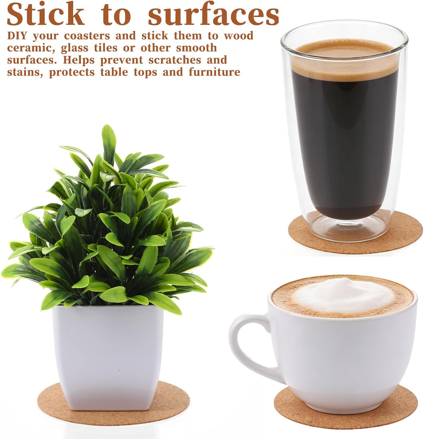 60 Pcs Self Adhesive Cork for Coasters 4" Cork Rounds Plant Coasters for Coaster Cups Pans Dishes Wall Decor Tables Chairs DIY Crafts - Image 3