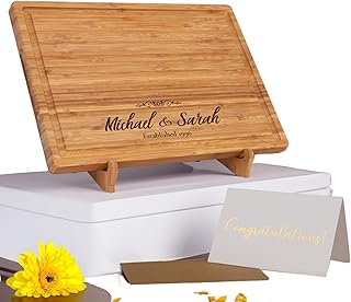 Personalized Cutting Board - Custom Engraved Wood Charcuterie Board Perfect for Wedding Gift, Mother's Day & Anniversary, With Gift Box & Stands - Large (16'' x 11'' x 1'')