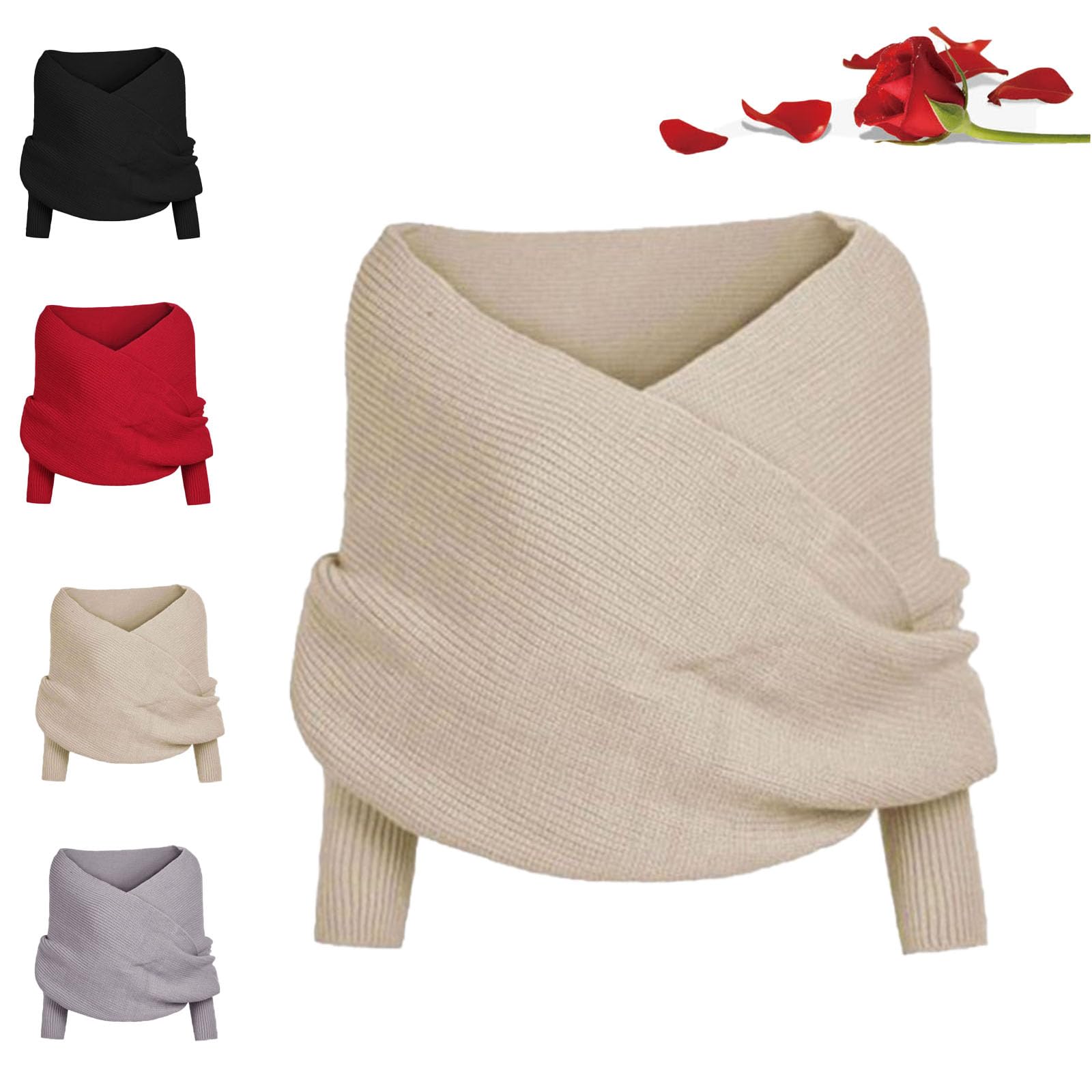 Zedamso Scarf with Sleeves for Women, Knitted Scarf Sweater Wrap