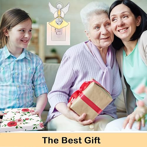 Miniatura 3 de Flying Angel - Luces nocturnas de vidrieras enchufables a la pared, luz nocturna brillante de ángel amarillo, regalo para cumpleaños, Navidad, San