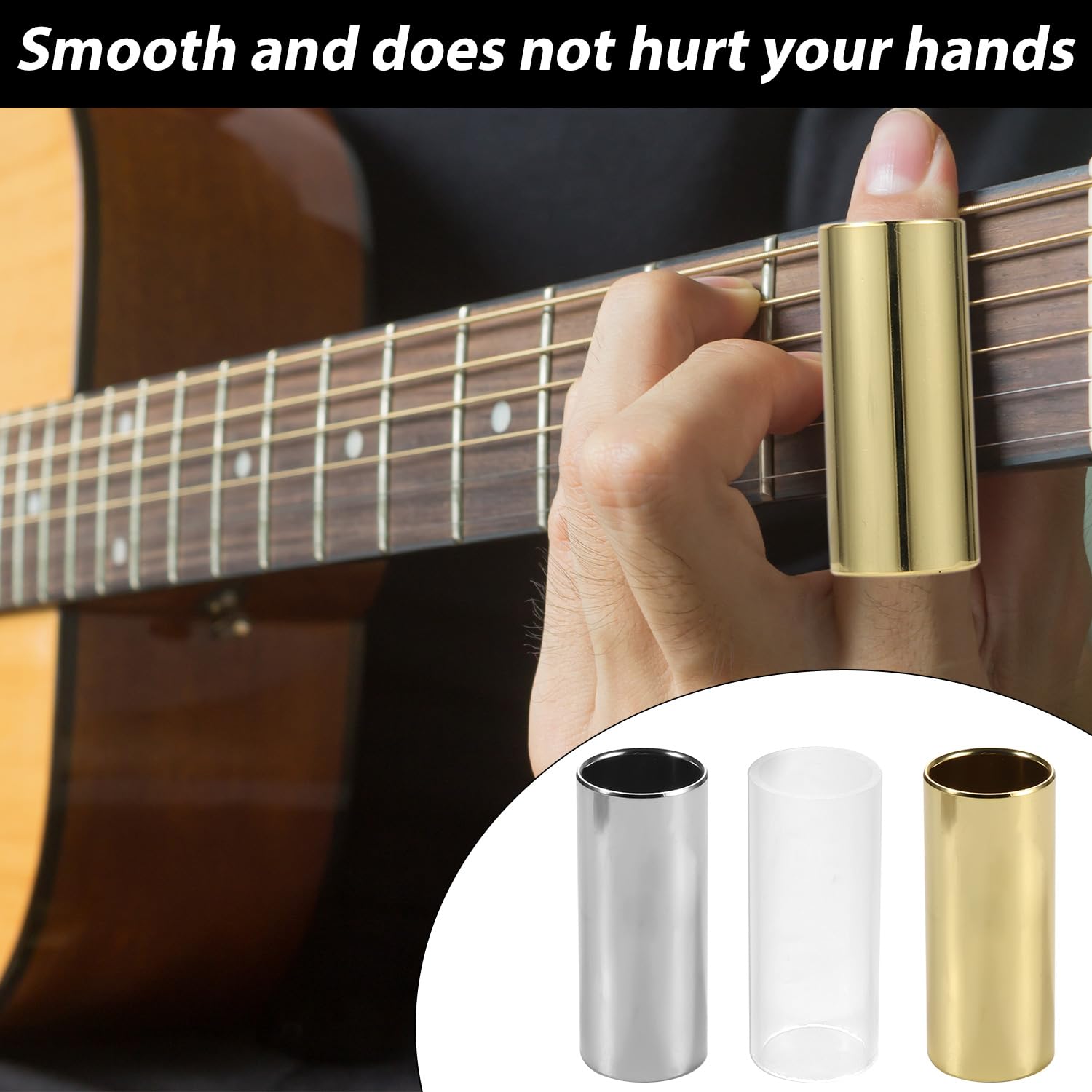 6pièces Lot Diapositives Guitare Verre Transparent Et Acier