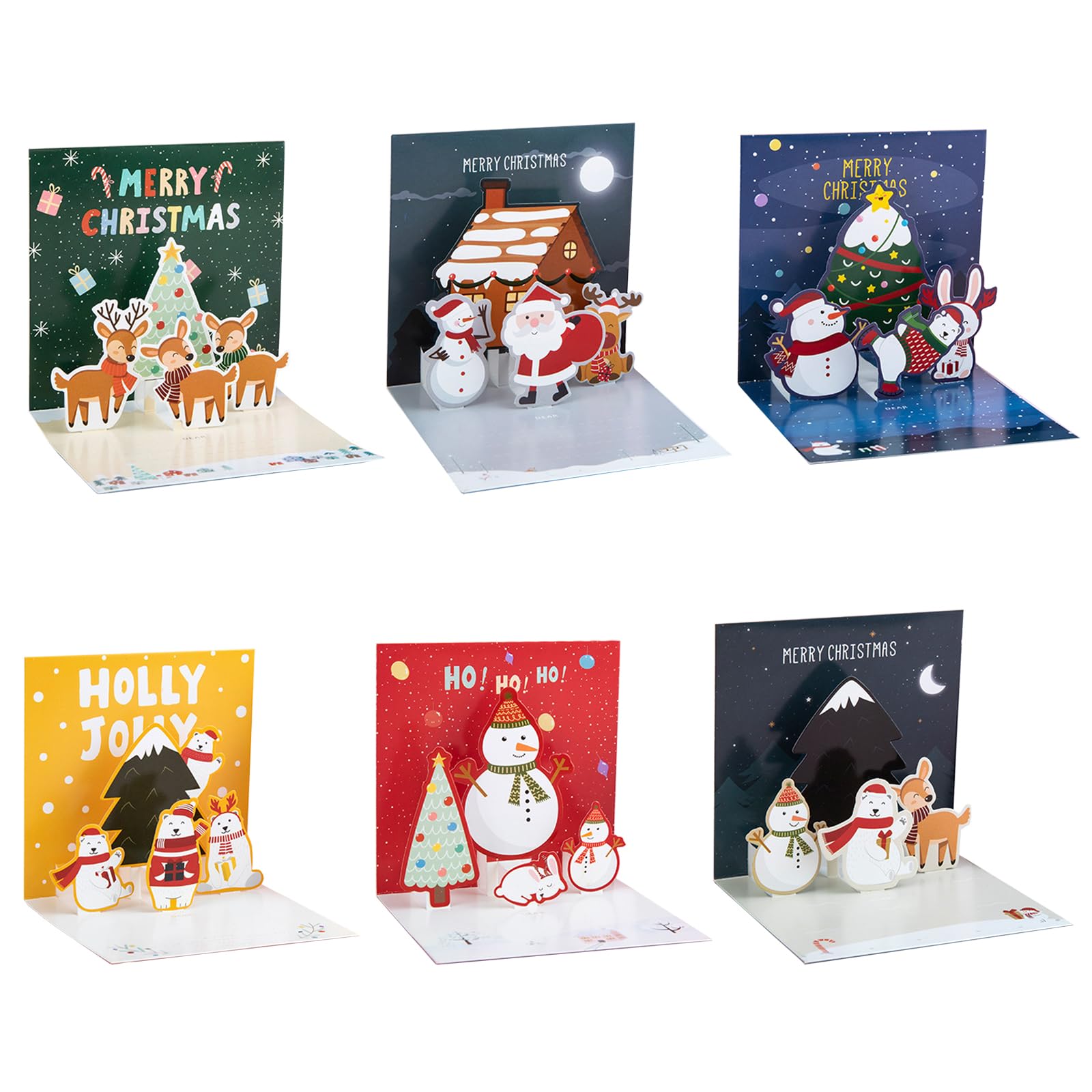 Christmas Cards, 6 Pack Small Pop Up Christmas Gift Cards