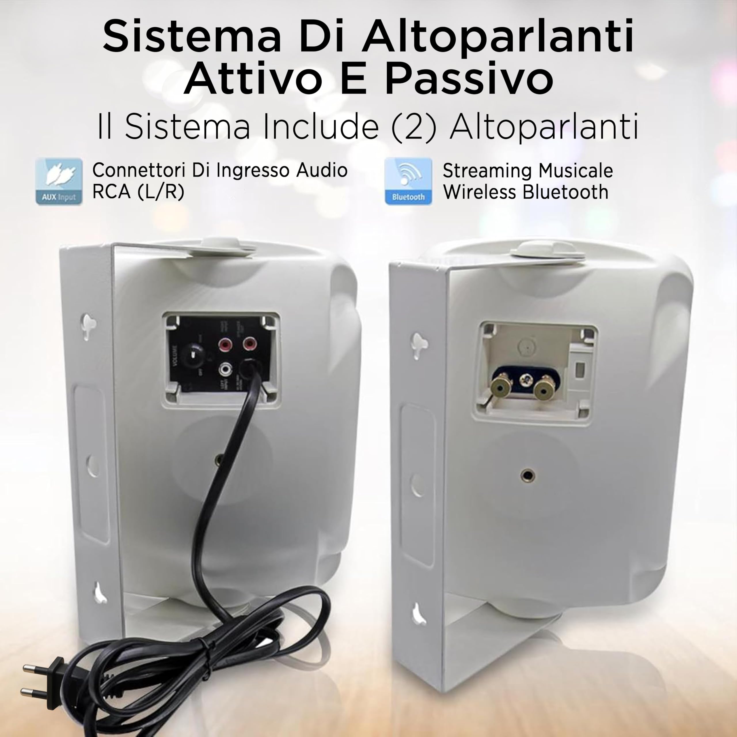 Pyle Cassa Bluetooth Speaker, Altoparlanti da Esterno 2 Vie, 16,5 cm, 800 Watt, Impermeabili, Attivi/Passivi, Montaggio Parete/Soffitto, per Interni/Esterni, Bianco - Vista 3